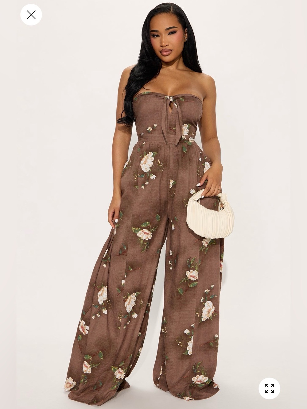 BNWT, fashion nova , brown sleeveless jumpsuit, size small